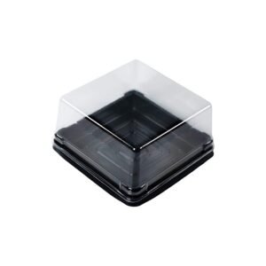 Square Cake Dome Container, Black Base