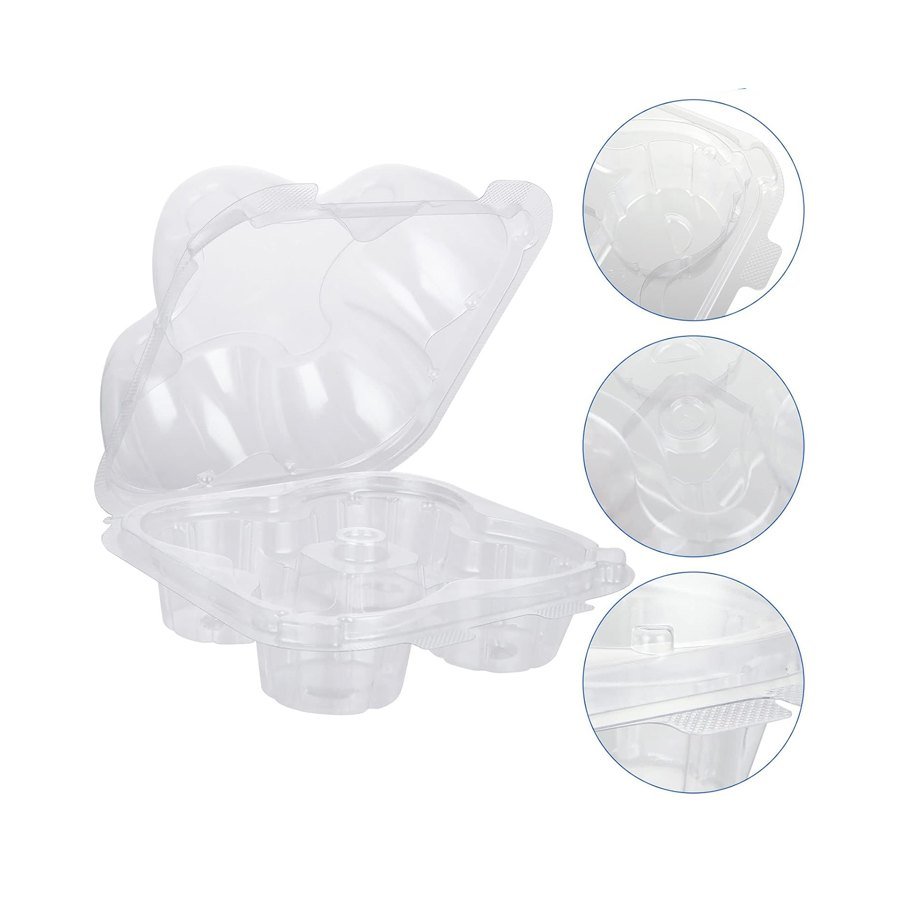 Clear 4-Cup Cupcake Container with Dome
