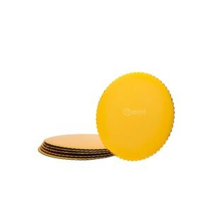 Round Scalloped Gold Cake Board 8"